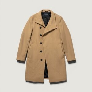 Zara Asymtrical Wool‎ Coat Tan Medium